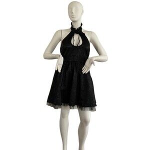 KILLSTAR Dress XXL Black Lace Party Choker Neck Jacquard Print